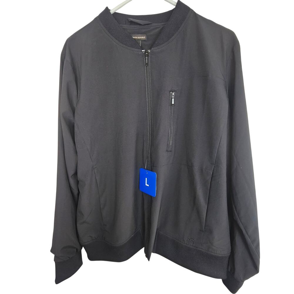 Banana Republic Women Full Zip Bomber Jacket L Classic Minimalist Stretch Preppy